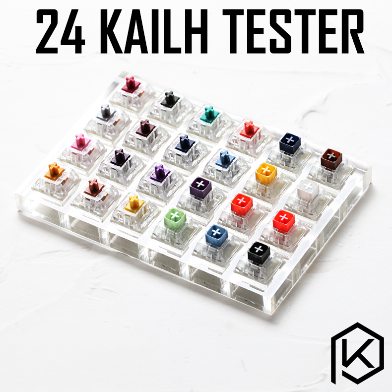 Gaming Keyboard Tester - 24-schakelaar schakelaartester met acrylbasis blanco keycaps